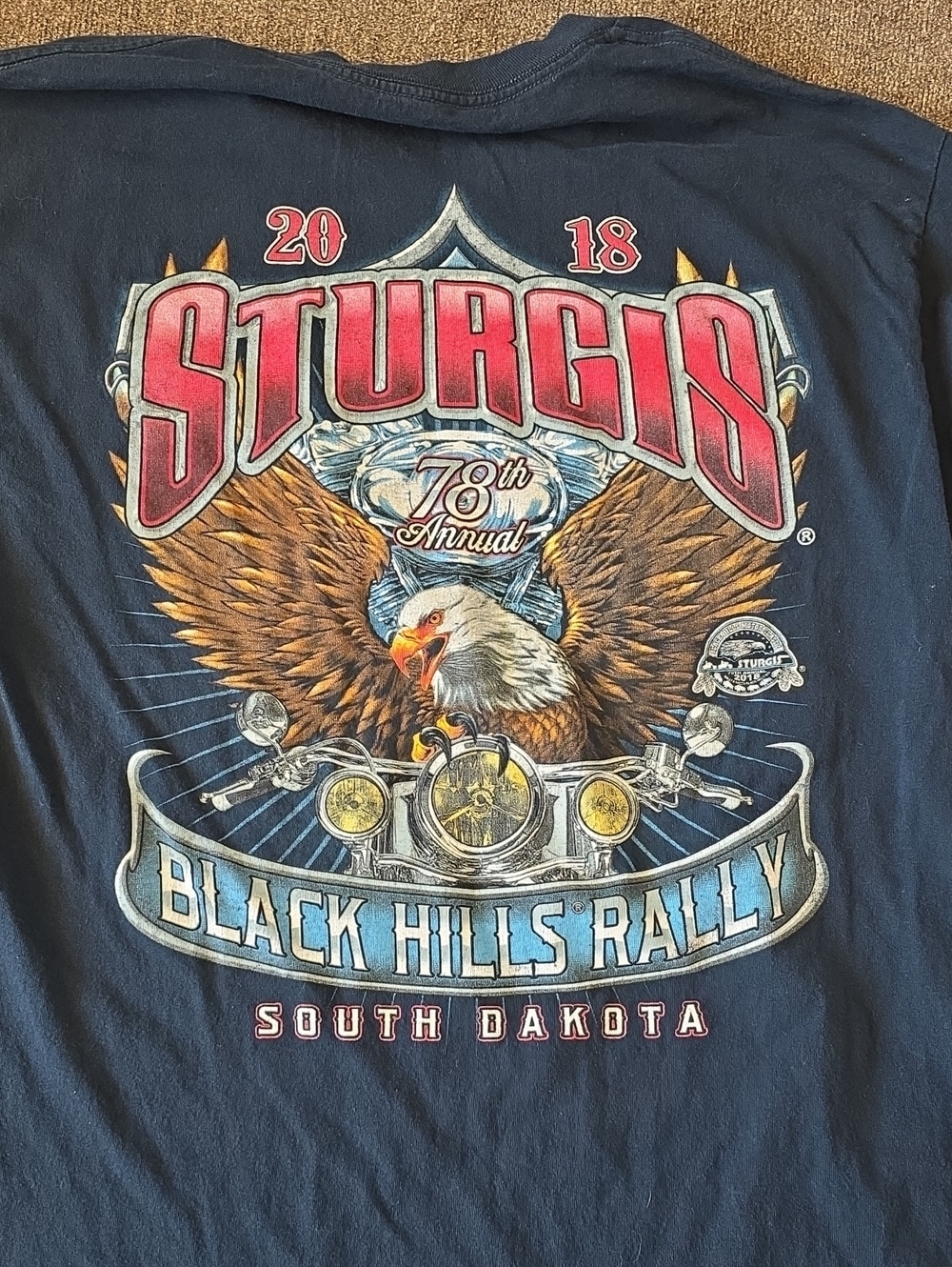 Vintage Sturgis Navy Graphic Tee Black Hills Rally with Eagle 78th Annual